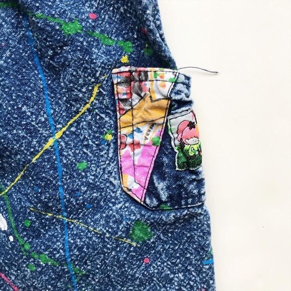 Vintage Vinys Jean paint splatter overalls jumper VGUC tagged as 5-6Y fits 2/3T - Picture 5 of 10